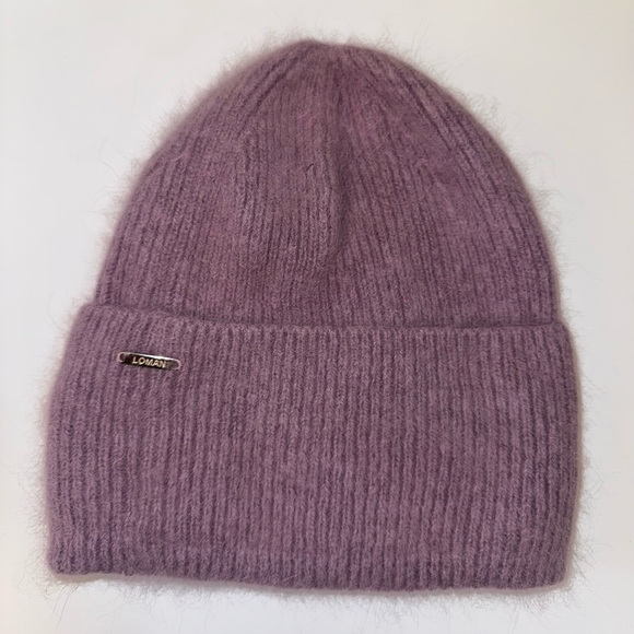 Loman Accessories - Loman Fuzzy Wool Cuffed Beanie Hat in Lilac
